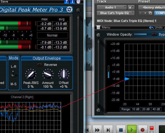 Step 12 - Hit Play - the low pass filter gain is now following the source track peak level